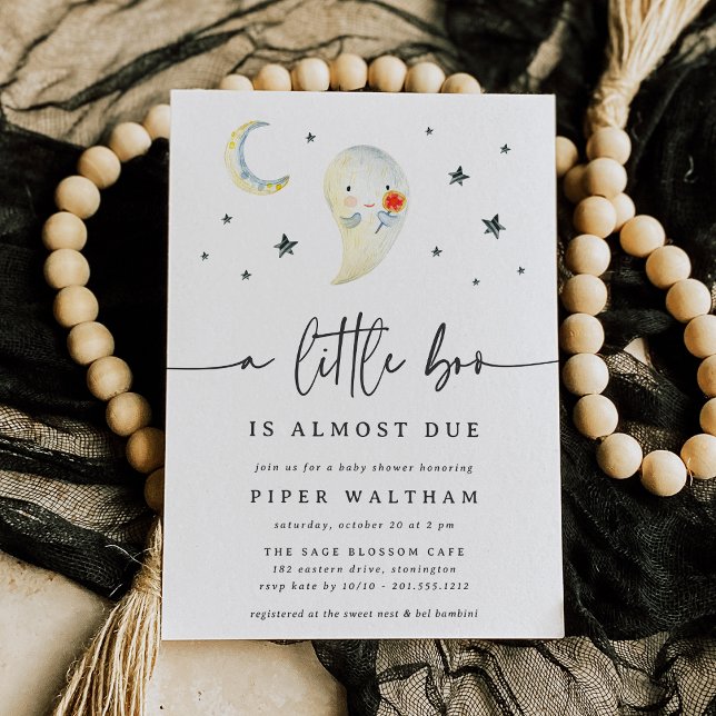 Invitation Baby shower d'Halloween Little Boo Cute Ghost (Créateur téléchargé)