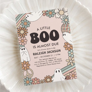 Invitation Baby shower d'Halloween Little Boo Retro