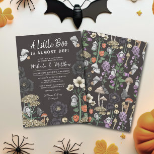 Invitation Baby shower d'Halloween moderne Black Ghosts