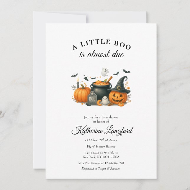Invitation Baby shower d'Halloween neutre entre les sexes pou (Devant)