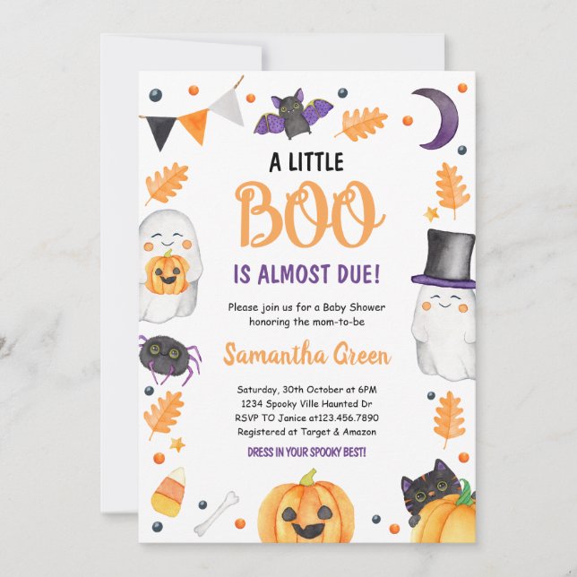Invitation Baby shower d'Halloween neutre pour les femmes (Devant)