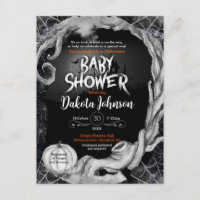 Invitation Baby shower d'Halloween noir avec Regis