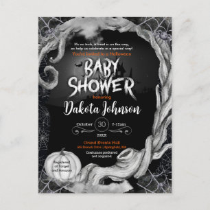 Invitation Baby shower d'Halloween noir avec Regis