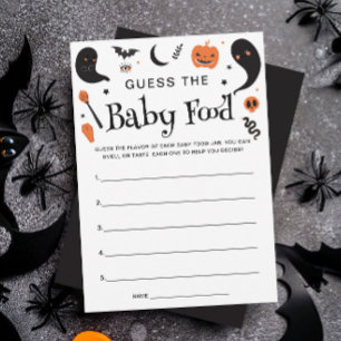 Invitation Baby shower d'Halloween noir Baby Food Game Card