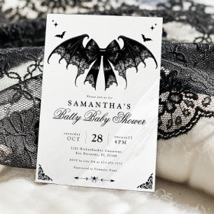 Invitation Baby shower d'Halloween noir et blanc