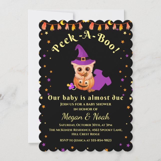 Invitation Baby shower d'Halloween Peek-A-Boo (Devant)