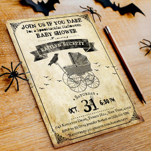Invitation Baby shower d'Halloween vintage