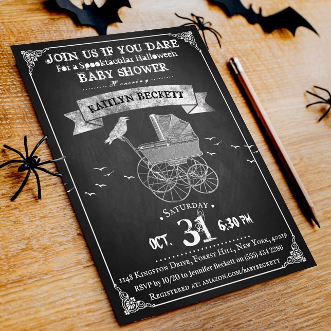 Invitation Baby shower d'Halloween vintage (Créateur téléchargé)