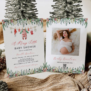 Invitation Baby shower d'hiver avec photo Retour