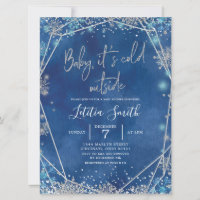 Baby shower d'hiver bleu et argent de la marine