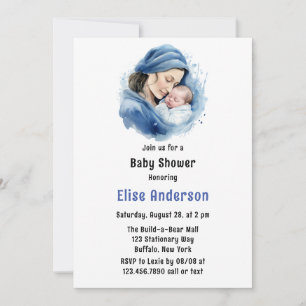 Invitation Baby shower d'hiver Blue Mother & Child Boy