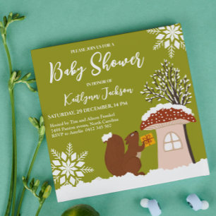 Invitation Baby shower d'hiver cadeau d'écureuil