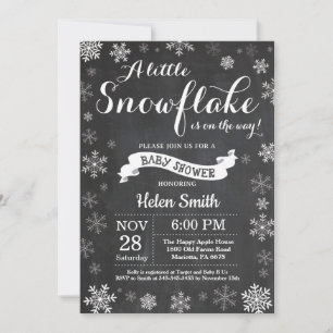 Invitation Baby shower d'hiver Chalet de flocons blancs
