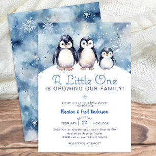 Invitation Baby shower d'hiver de la famille Pengu