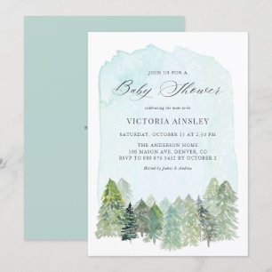 Invitation Baby shower d'hiver de la forêt de neige