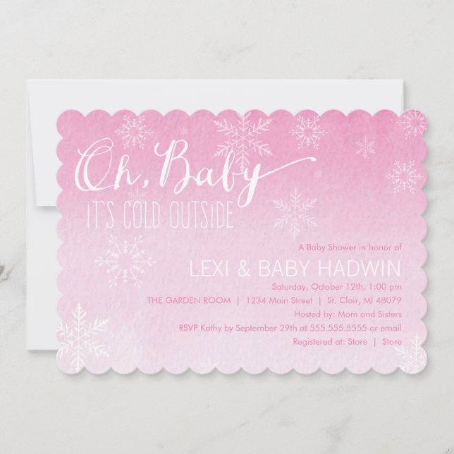 Invitation Baby shower d'hiver de l'aquarelle Invitation| Fil (Devant)