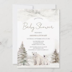 Invitation Baby shower d'hiver de l'ours blanc moderne