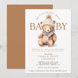 Invitation Baby shower d'hiver de l'ours en peluche