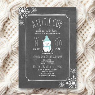 Invitation Baby shower d'hiver de l'ours polaire
