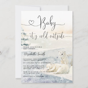 Invitation Baby shower d'hiver de l'ours polaire aquarelle