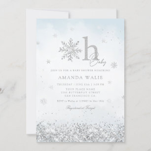 Invitation Baby shower d'hiver de Parties scintillant en arge