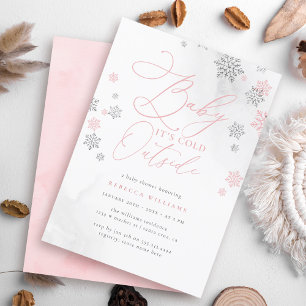Invitation Baby shower d'hiver de Parties scintillant rose et