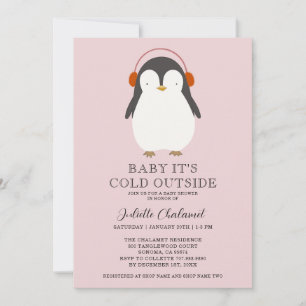 Invitation Baby shower d'hiver de Pingouin mignon