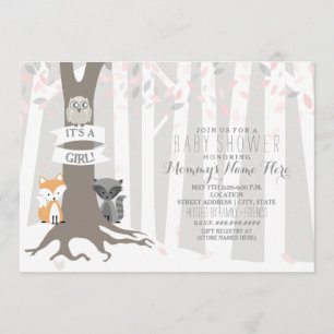 Invitation Baby shower d'hiver de Woodland Creats - Girl