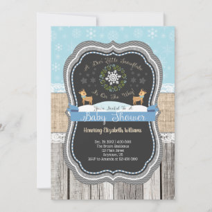 Invitation Baby shower d'hiver Deer Little Snowflake
