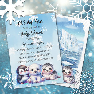 Invitation Baby shower d'hiver des animaux polaires de l'Arct