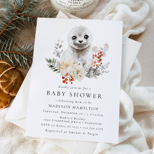 Invitation Baby shower d'hiver du phoque arctique