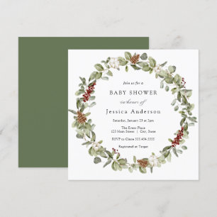 Invitation Baby shower d'hiver Eucalyptus
