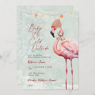 Invitation baby shower d'hiver flamingo