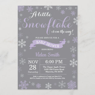 Invitation Baby shower d'hiver Flamme de neige blanc et gris