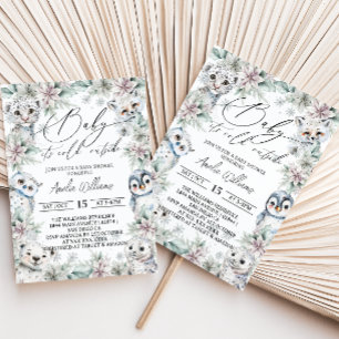 Invitation Baby shower d'hiver Floral Arctic Animaux