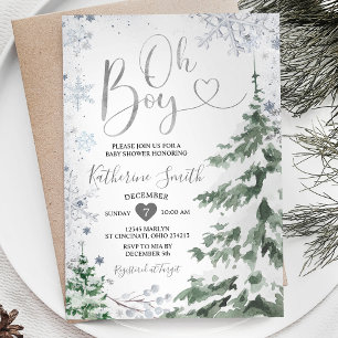 Invitation Baby shower d'hiver Forêt de neige
