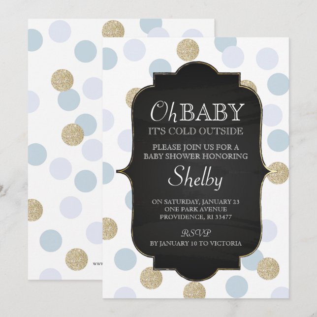 Invitation Baby shower d'hiver garçon (Devant / Derrière)