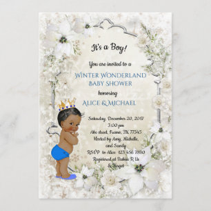 Invitation Baby shower d'hiver Garçon blanc,Wonderland d'hive