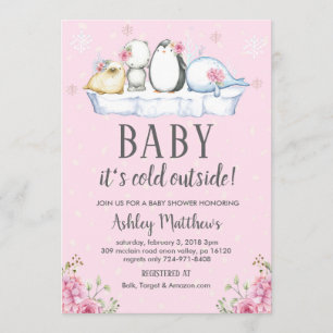 Invitation baby shower d'hiver invitation, animaux d'hiver ar