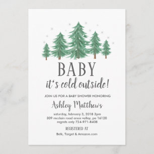 Invitation baby shower d'hiver invitation, arbres à feuillage