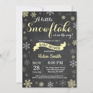 Invitation Baby shower d'hiver Jaune Chalkboard