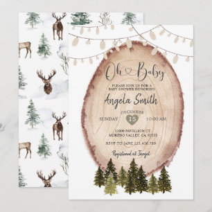 Invitation Baby shower d'hiver Lumières à cordes rustiques en