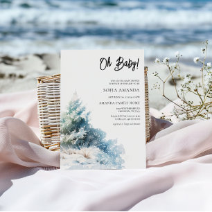 Invitation Baby shower d'hiver minimaliste aquarelle