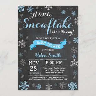 Invitation Baby shower d'hiver Panneaux à neige bleu