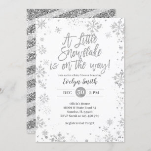 Invitation Baby shower d'hiver Parties scintillant d'argent  