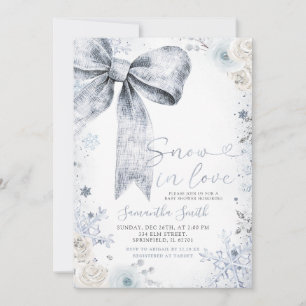 Invitation Baby shower d'hiver Pastel Blue Bow Conquette