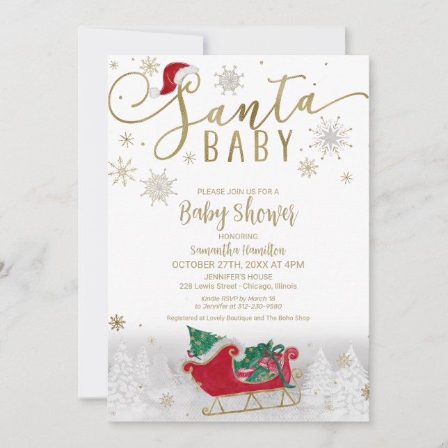 Invitation Baby shower d'hiver père Noël Baby Christmas (Devant)