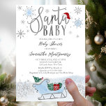 Invitation Baby shower d'hiver père Noël Baby Christmas<br><div class="desc">Calligraphie adorable avec des flocons de neige,  invitation à la douche pour bébé sur le thème de l'hiver. Facile à personnaliser avec vos détails. Vérifiez la collection pour rechercher les éléments correspondants comme cartes de boîtier.</div>