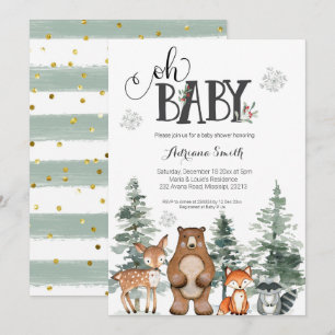 Invitation Baby shower d'hiver pour bébé bois