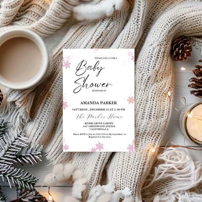 Invitation Baby shower d'hiver pour bébé Snowflake (Créateur téléchargé)